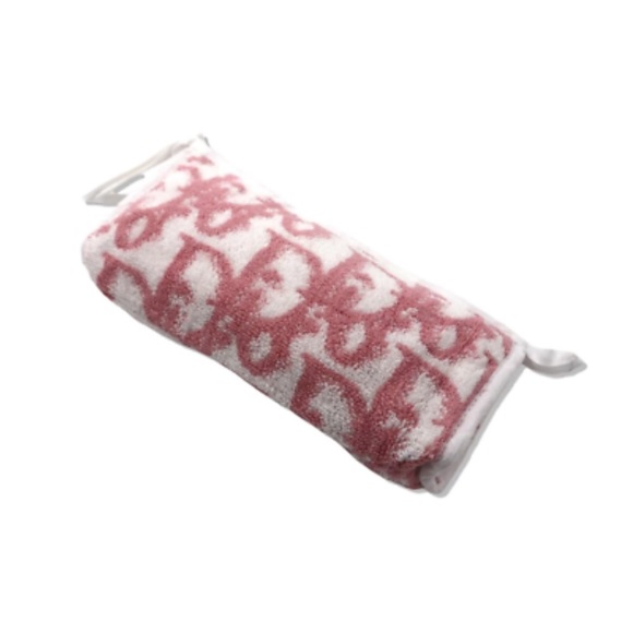 Dior Bag Vintage Monogram Diorissimo Terry Cosmetic Bag Pouch Pink White - Picture 3 of 4